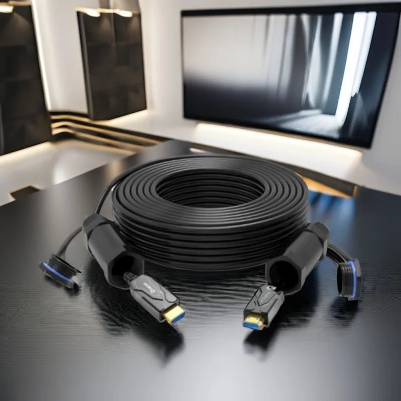 DTECH Hot Selling 50m 4K HDMI Fiber Optical Cable 2.0 Armored for Outdoor