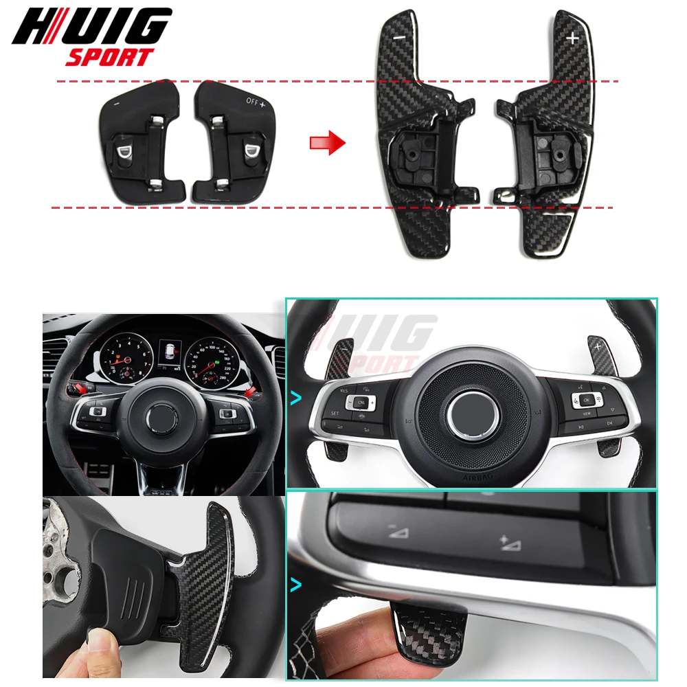 

2Pcs Real Carbon Fiber For VW GOLF 7 GTI R GTE GTD 2015-2020 Car Steering Wheel Replacement Shifter Paddle Extension Accessories