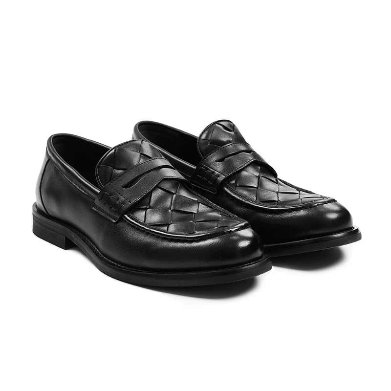 

Hand woven top layer cowhide loafers for men's work commuting business and leisure wear formal dress shoes