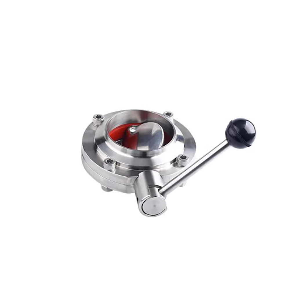 304 Stainless Steel Welded Butterfly Valve Manual Hygienic Food grade Butt Weldable Valve φ19-φ108