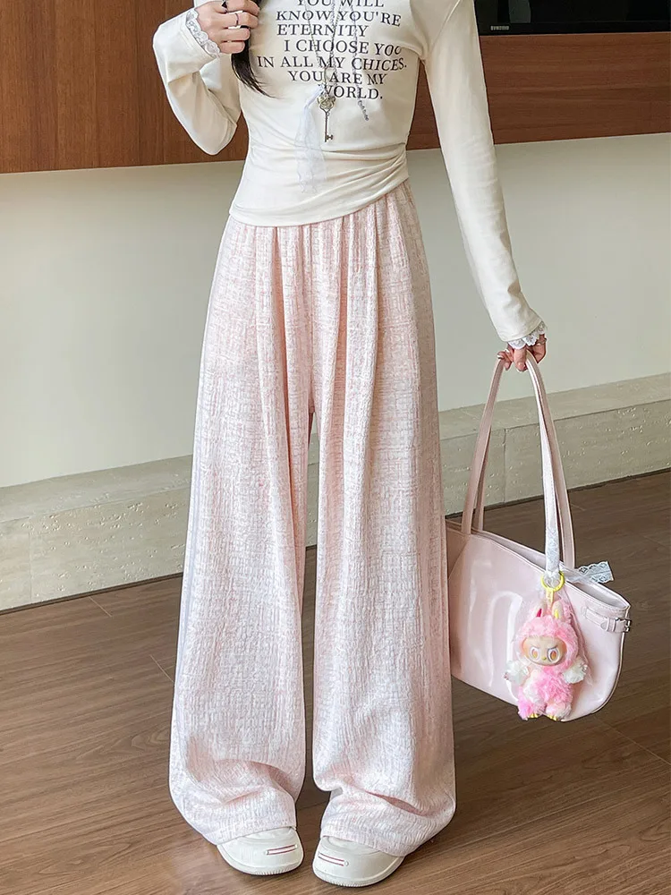 Pantalones de pierna ancha azul para mujer verano de secado rápido Slim-Fit urbano dopamina Modal cordones fajas corredores pantalones empalmados fluidos