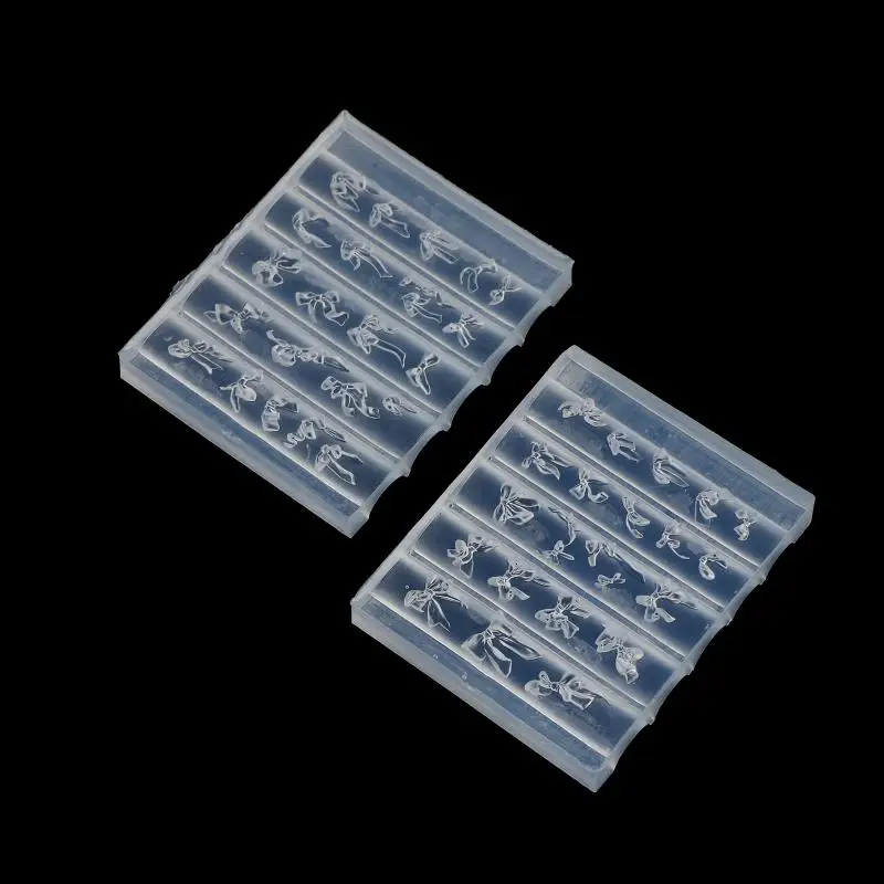 3D Long Ribbon Bow Silicone Nail Art Molds Multiple Style Bows UV Gel Polish Nail Carving Stencil Bow Tie DIY Manicure Art Mould