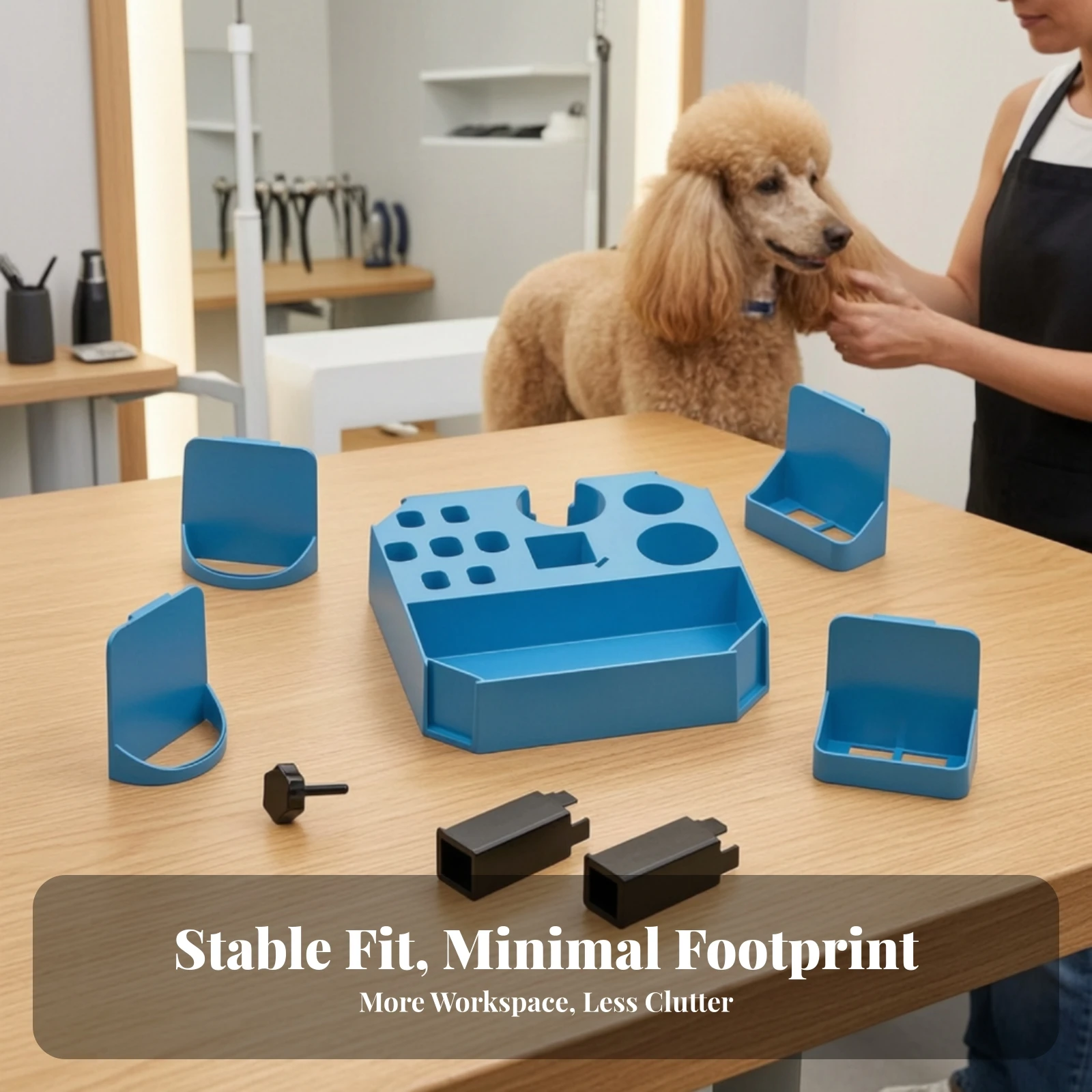Grooming Table Organizer with Pole Adapters Sturdy Grooming Table Storage Box Long-Lasting Compact for Pet Groomers