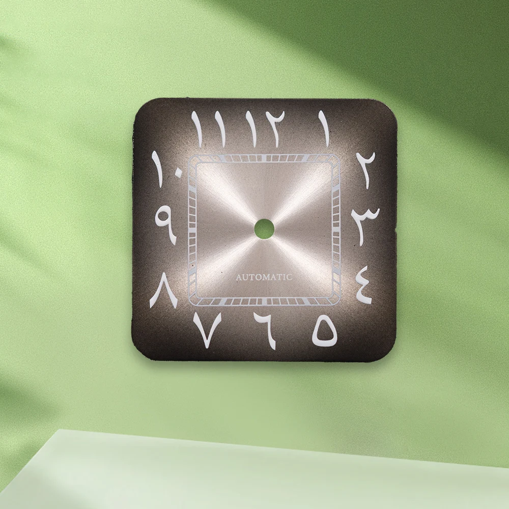 Quadrante arabo quadrato con logo S da 27 mm, quadrante bianco, senza lancette, adatto per accessori per la modifica dell'orologio con movimento NH35 NH36