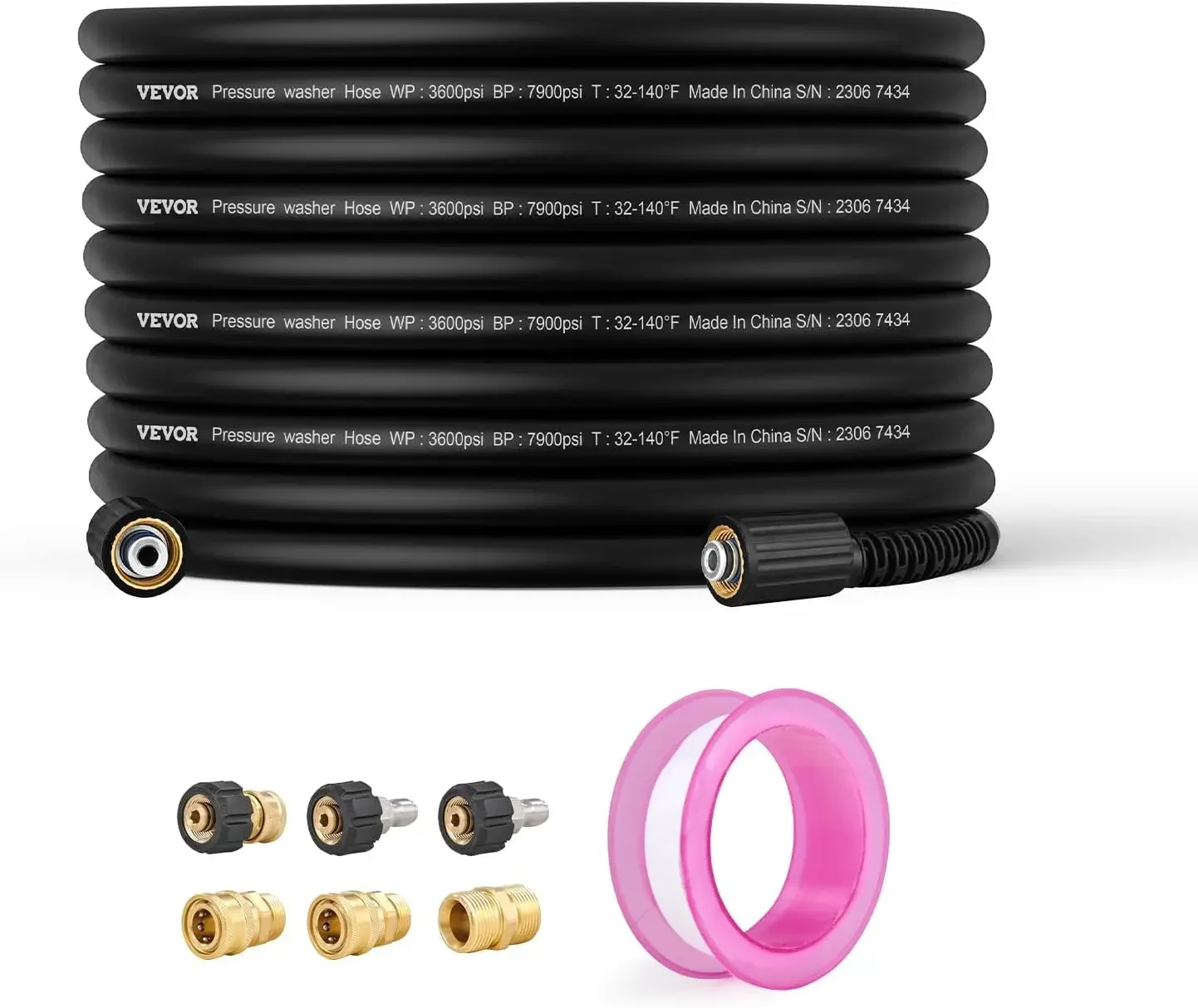 

Pressure Washer Hose, 100FT X 1/4" Kink Free M22-14mm Brass Thread, Replacement For Most Brand Pressure Washers