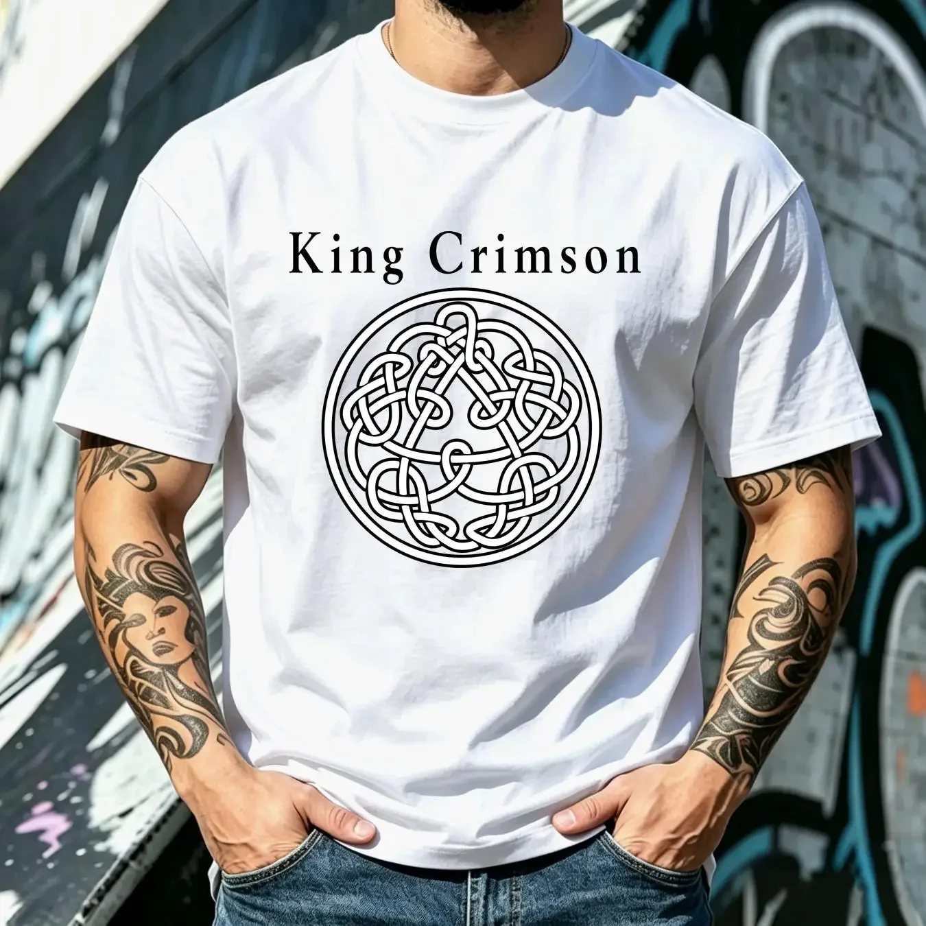 washed T Shirt Vintage 1981 King Crimson Discipline Tour vintage Washed graphic Breathable Comfortable fashion Casual Versatile