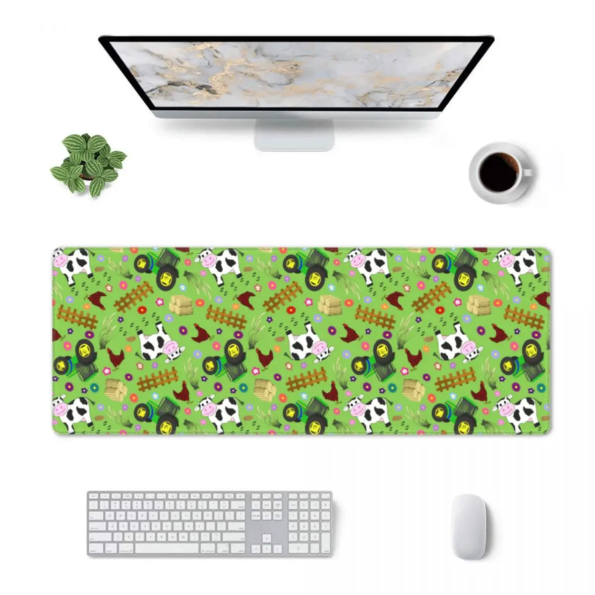 Large Mouse Pad Farmyard Cow And Tractor Gamer PC Laptop Mats Keyboard Carpet Computer Gaming Office Accessories Desk Mat