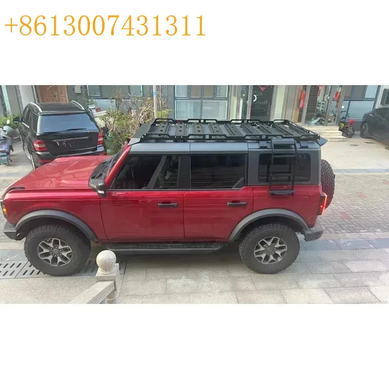 Black Aluminum Roof Rail Rack & Roof Frame Rack With Ladder Bar & Cargo Crossbar Fit