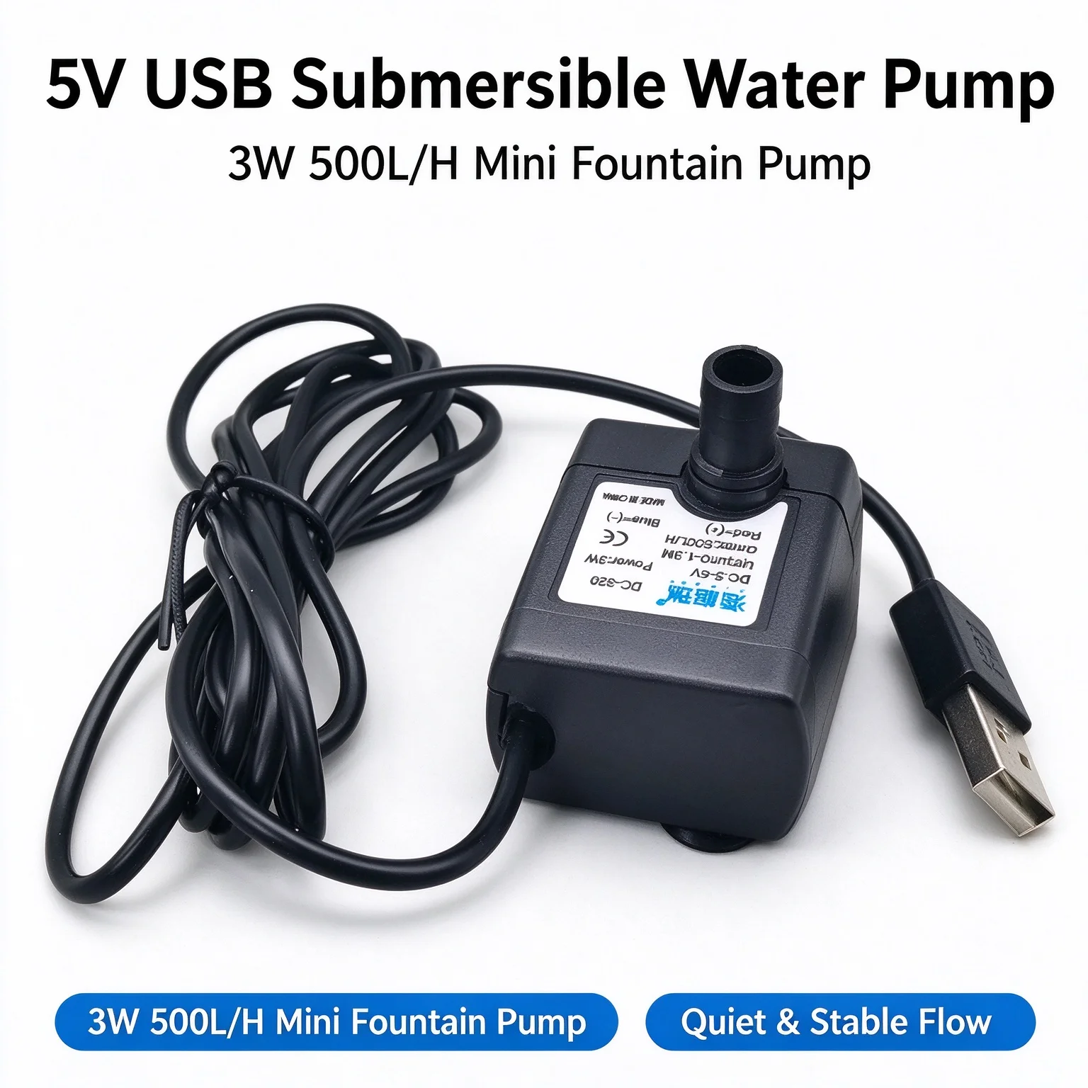 HTMCK New Mini USB Water Electric Pump 5V USB Submersible Pumps Pet Water Dispenser For Pool Fountain Rockery Filter Pump gallery 1