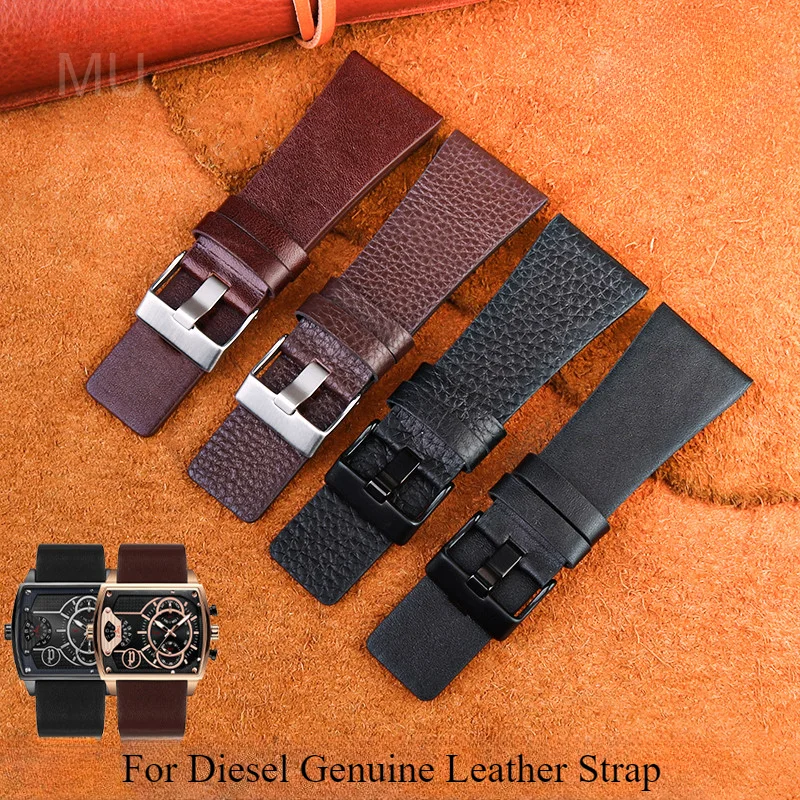 Lightweight and Comfortable Genuine Leather Watchband for Diesel Dz4318 Dz7333 Dz7396 Dz1206 Sweatproof Cowhide Strap 24 26 28mm