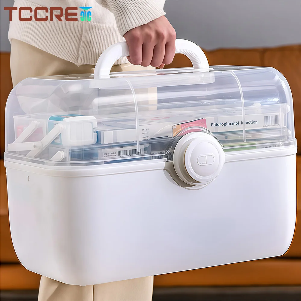 

Art Craft Organizer Storage Box with 3 Layer, Multipurpose Plastic Tool Box with Handle for Sewing, Art Supply, Medicine, Nail