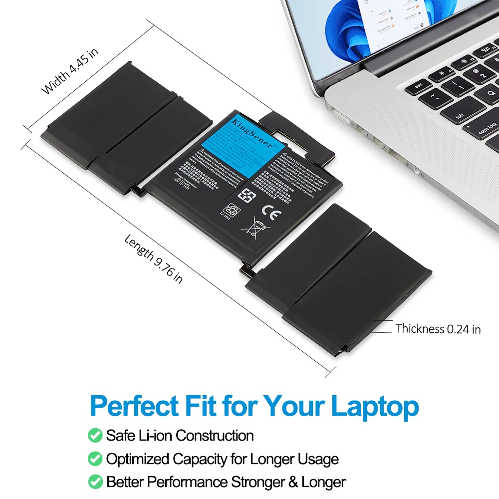 KingSener A1964 Laptop-Akku für Apple MacBook Pro A1989 13" (2018/2019) A2251 (2020) EMC3214 EMC3358 020-02497 MR9Q2LL/A 58Wh – Detail 4