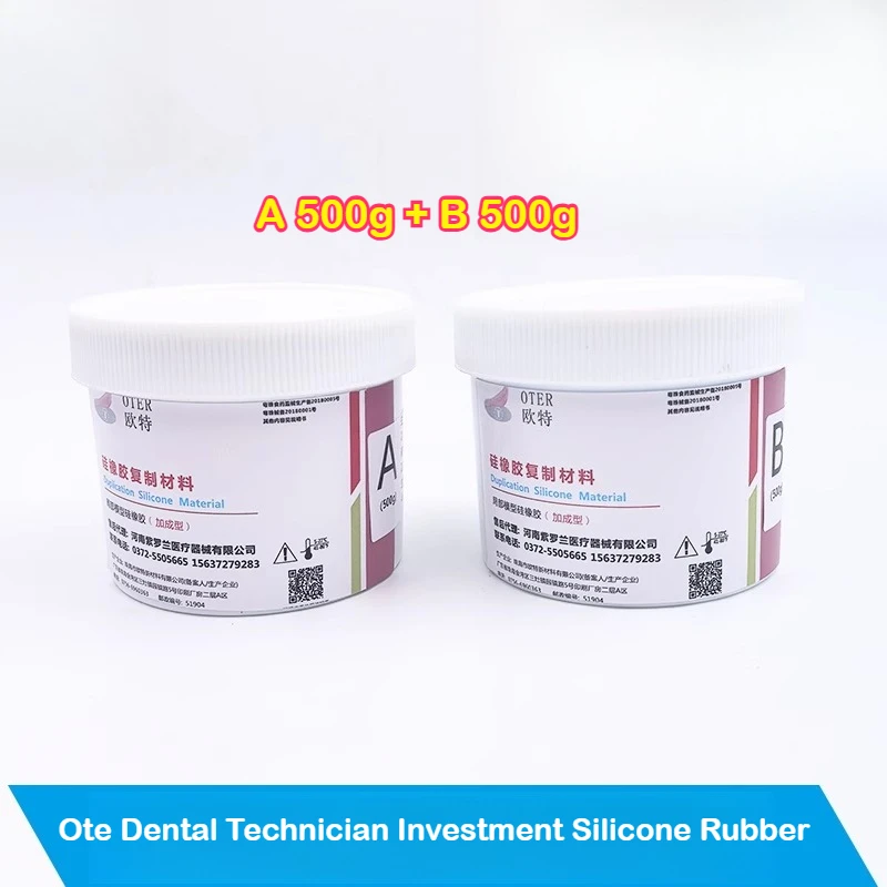 Dental Technician Silicone Rubber Impression Material，Oral Addition-cure Molding & Laminating Bonding Tools  A 500g + B 500g Set