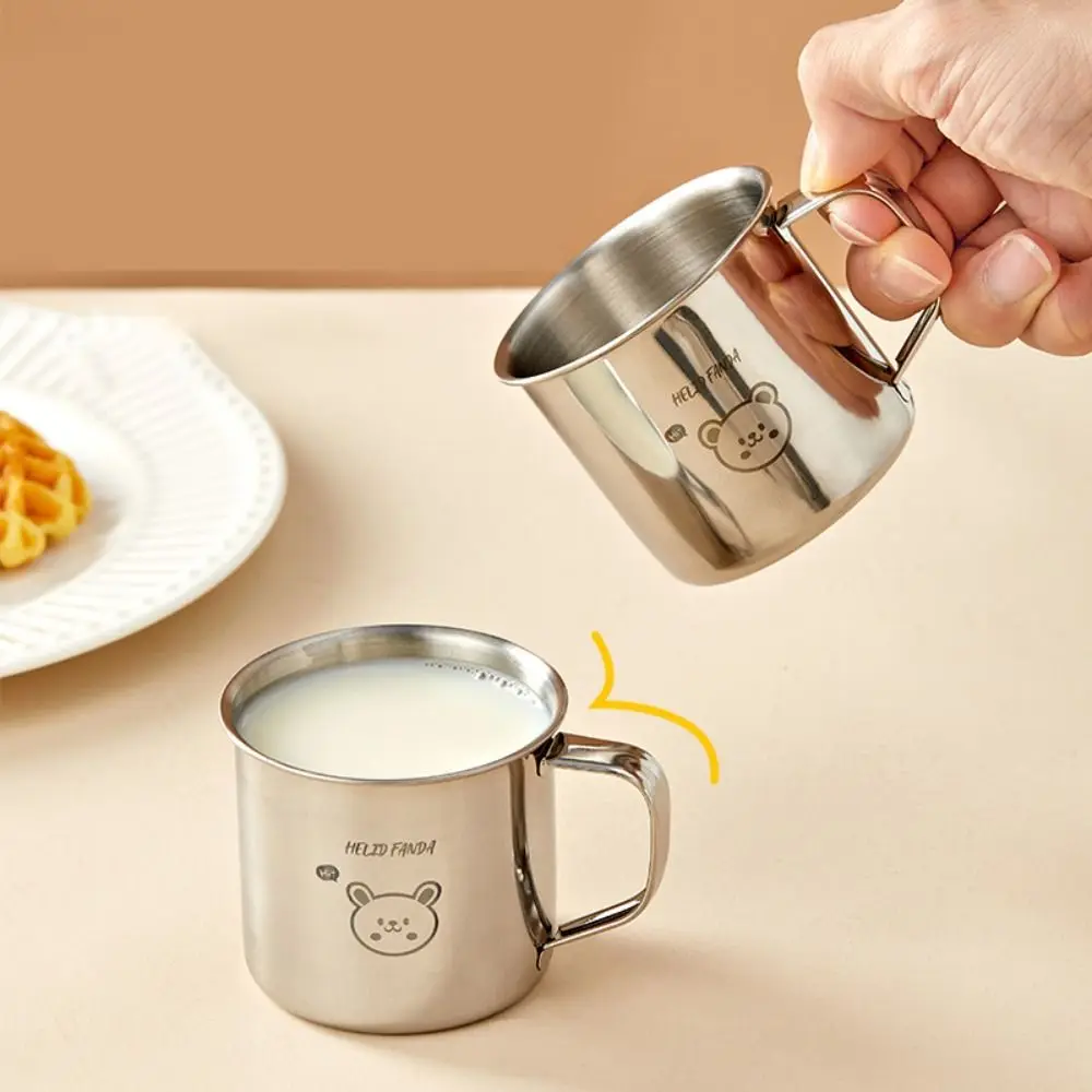 New 304 Stainless Steel Tea Milk Cup with Handle Outdoor Picnic Children's Cup Anti Drop Durable Baby Milk Cup