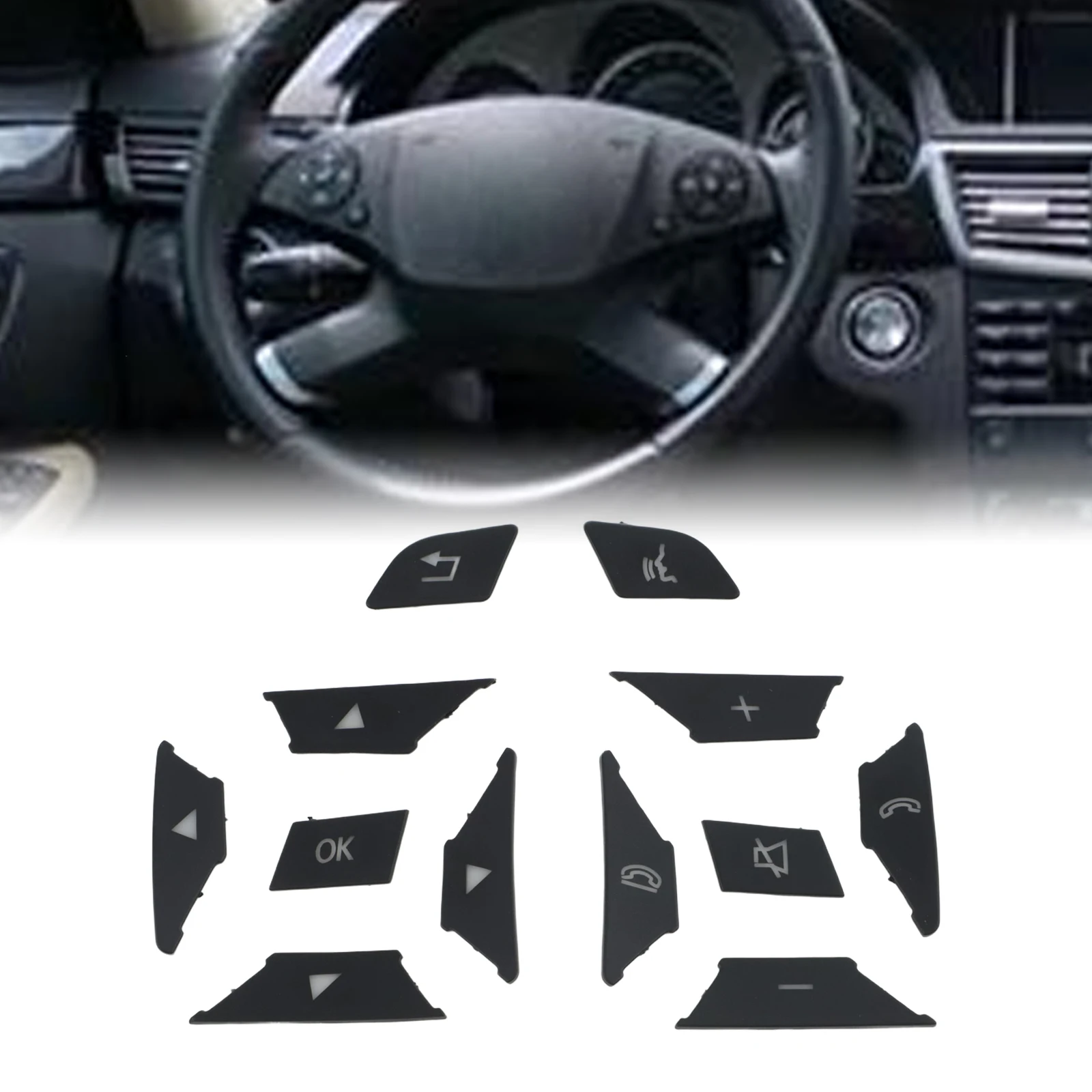 Car Button Covers Steering Wheel Buttons Cover As Shown In The Figure ABS Material For Controls Complete 12 Piece Set