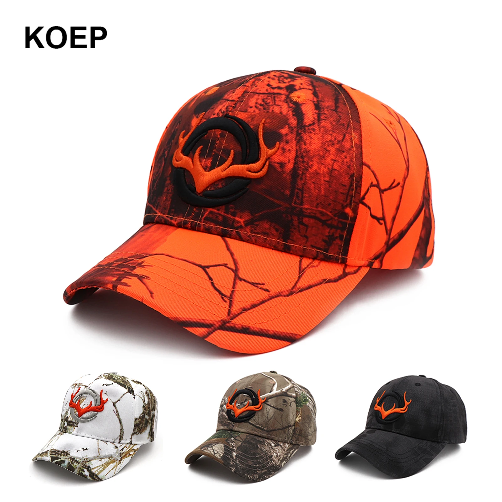 KOEP New Camo Baseball Cap Fishing Caps Men Outdoor Hunting Camouflage Jungle Hat 3D Deer Head Hiking Casquette Hats