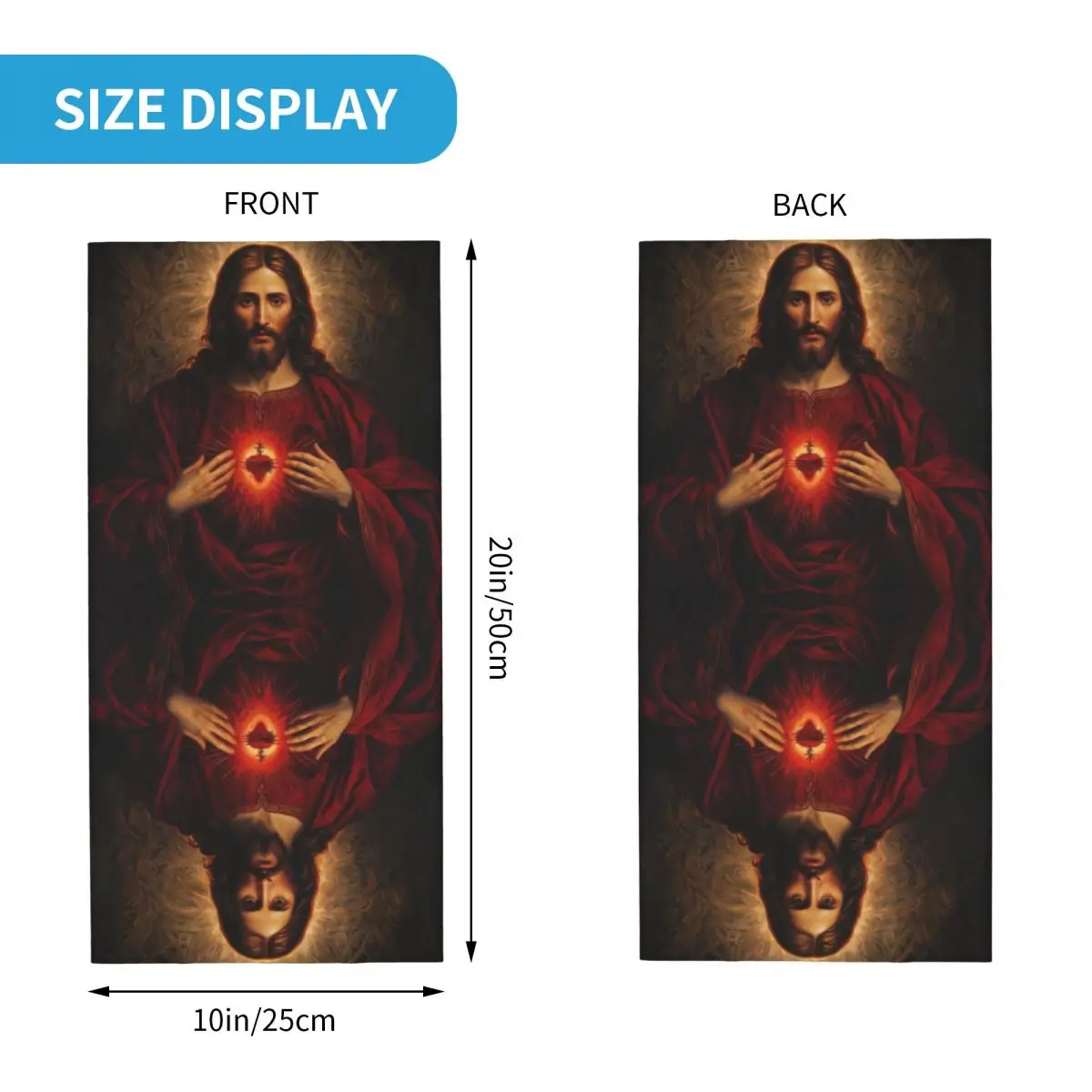 Sacred Heart Of Jesus Christ Faith Bandana Neck Gaiter Printed Catholic Christianity Bible Saint Wrap Scarf Mask For Windproof