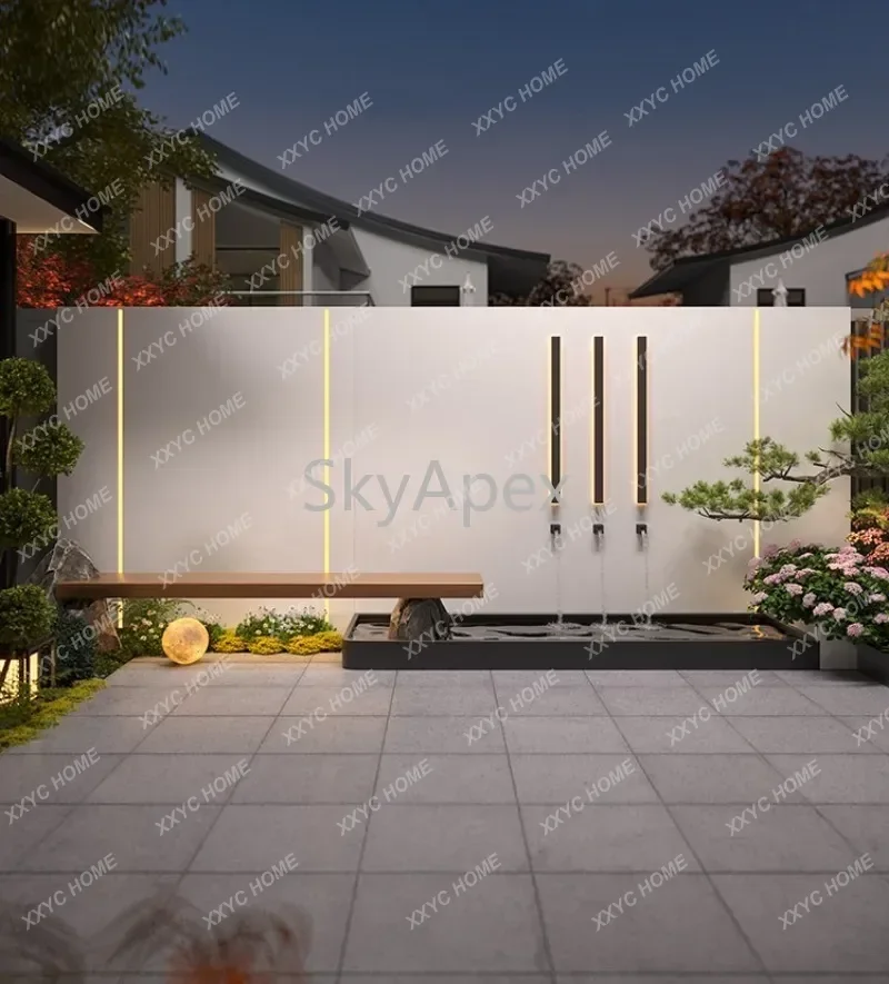 XX Outdoor Stainless Steel Water Curtain Wall  Quiet Circulating Water Terrace Stacked Water Fountain Garden Landscaping