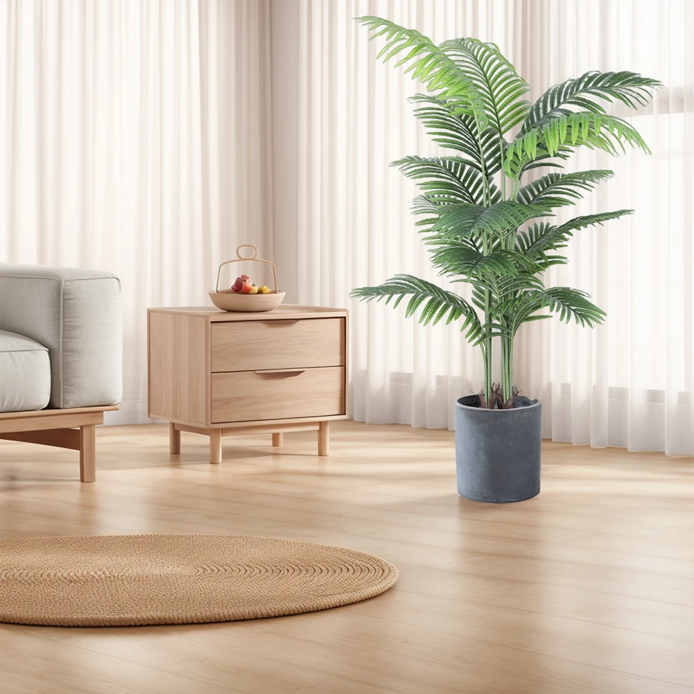 

Faux Palm Tree 5FT Tropical Palm Plant Dypsis Lutescens Plants in Pot for Indoor Outdoor Home Office Garden Decoration