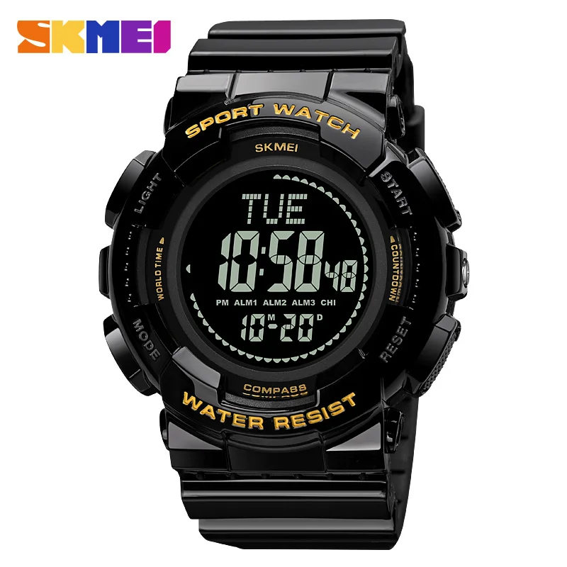 SKMEI Man Male Sports Electronic Watch New LED Waterproof Luminous Shock Hand Compass Alram Clock For Men Digital Wristwatch