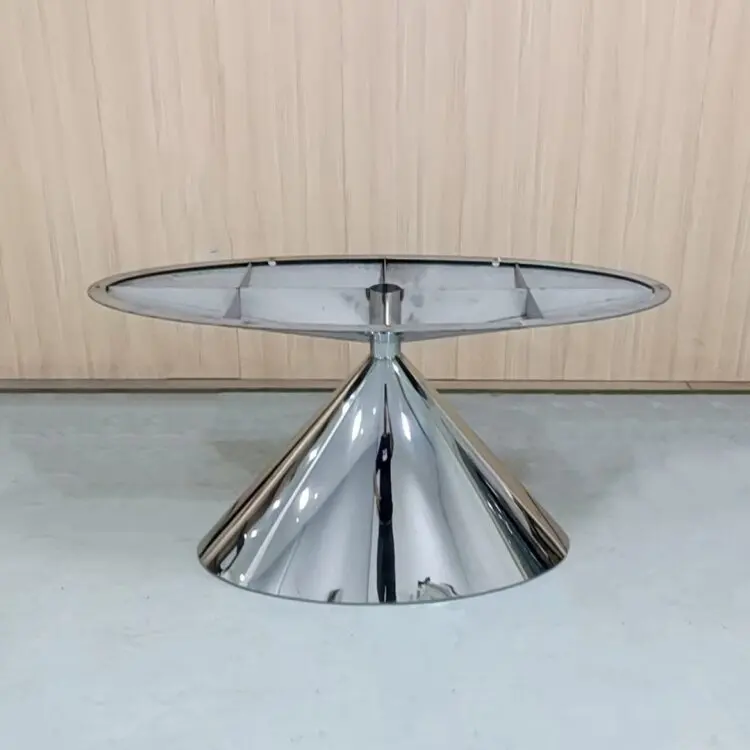 Light luxury marble stainless steel table leg simple modern luxury stone flying saucer table base mirror special-shaped table