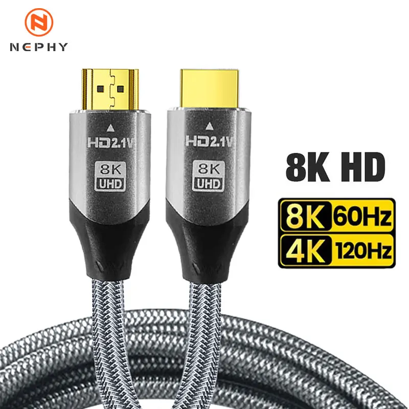 8K HDMI-Compatible 2.1 Cable High Speed 48Gbps Dynamic HDR 8K/60Hz 4K/120Hz UHD high definition video Cable for HDTV 1m 2m 3m 5m