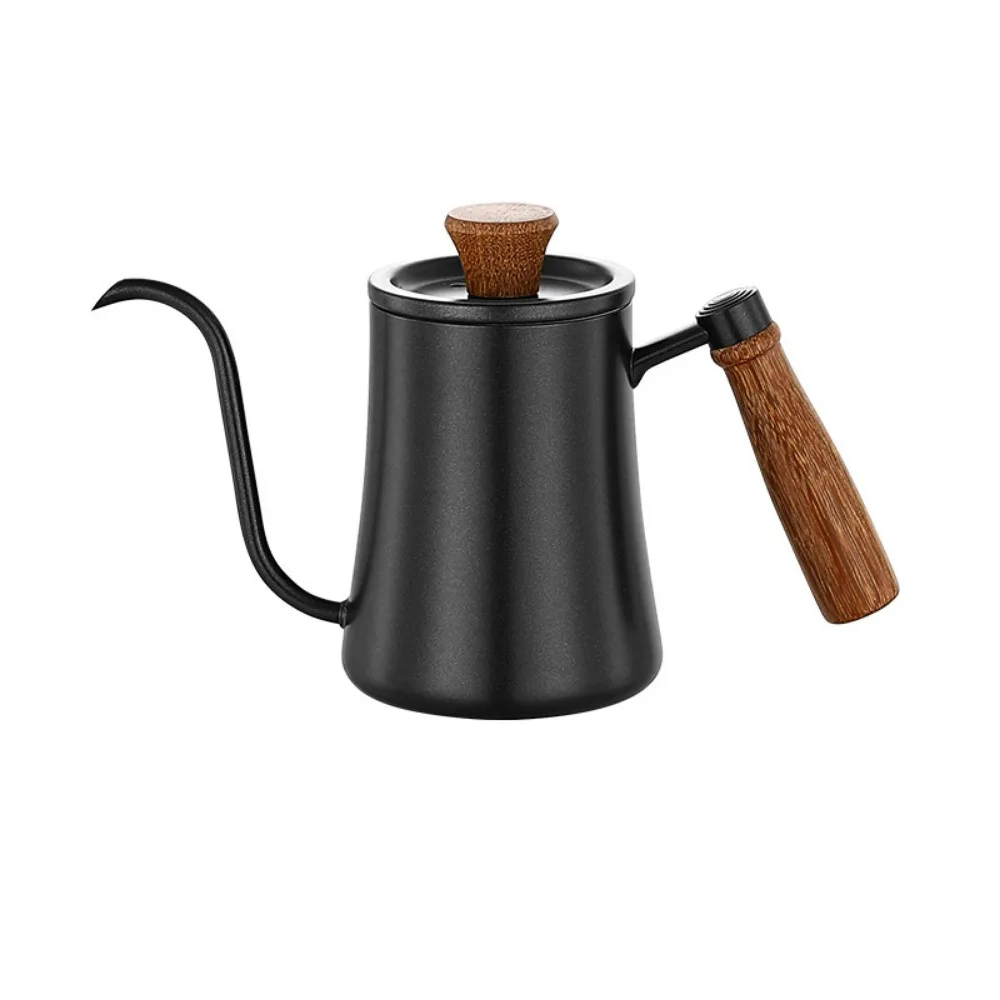 Stainless Steel Goose Neck Coffee Pot Drip Port 550ml/850ml Long Narrow Drip Carafe Wooden Handle Comfortable Grip