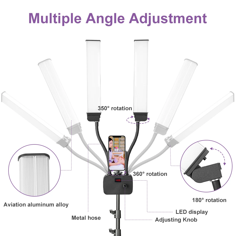 Led Ring Lash Light Double Arms LED Fill Beauty Light With 200cm Tripod For Make up Video Eyelash Photographic Selfie Lighting