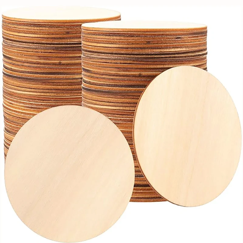 Diameter 1-10cm Wood Circles Unfinished Round Wood Discs for Wood Craft DIY Wedding Decoration Christmas Tree Ornaments