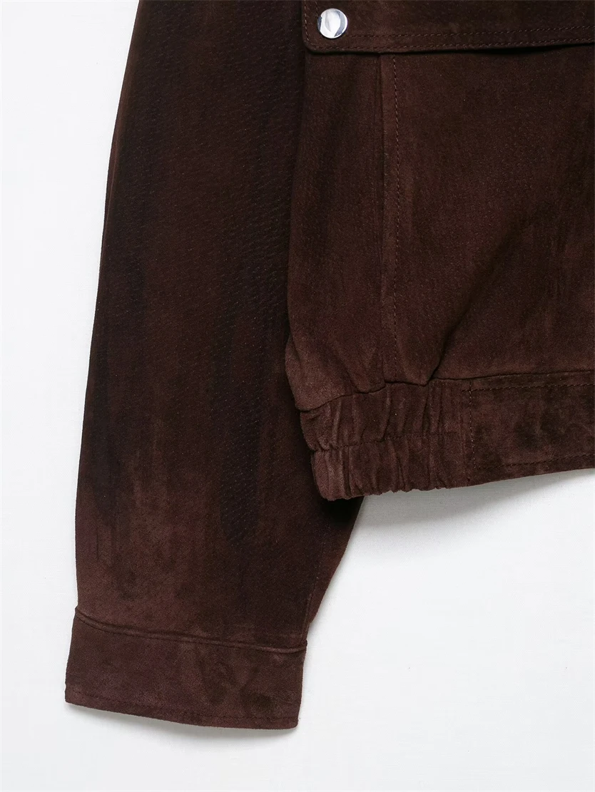 

Женская куртка, осень 2024, Новое поступление, женская повседневная модная замшевая куртка-пилот с карманами