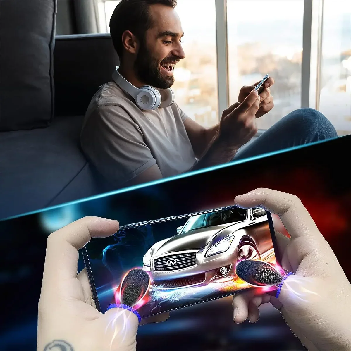 24Pcs Mobile Phone Finger Cuff Fibroid Mobile Game Touch Fiber Screen Breathable And Sweat Walking Resistant Game Finger Cuff