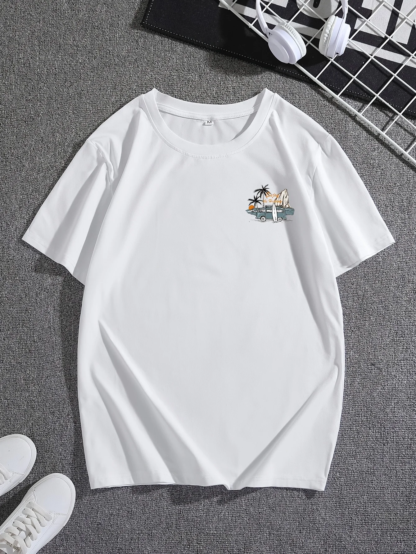 100% pure cotton men's loose T-shirt breathable short sleeved round neck minimalist solid color multi-color optional