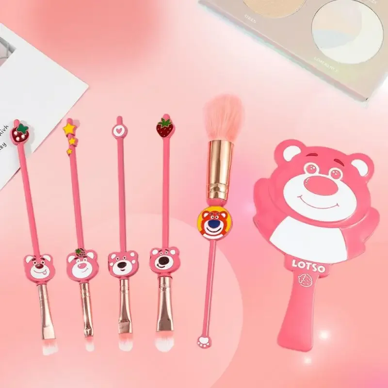 Miniso Strawberry Bear Makeup Brushes Sets Eye Shadow Oundation Kawaii Cosmetic Brush Blush Beauty Girl Women Make Up Tools Bags