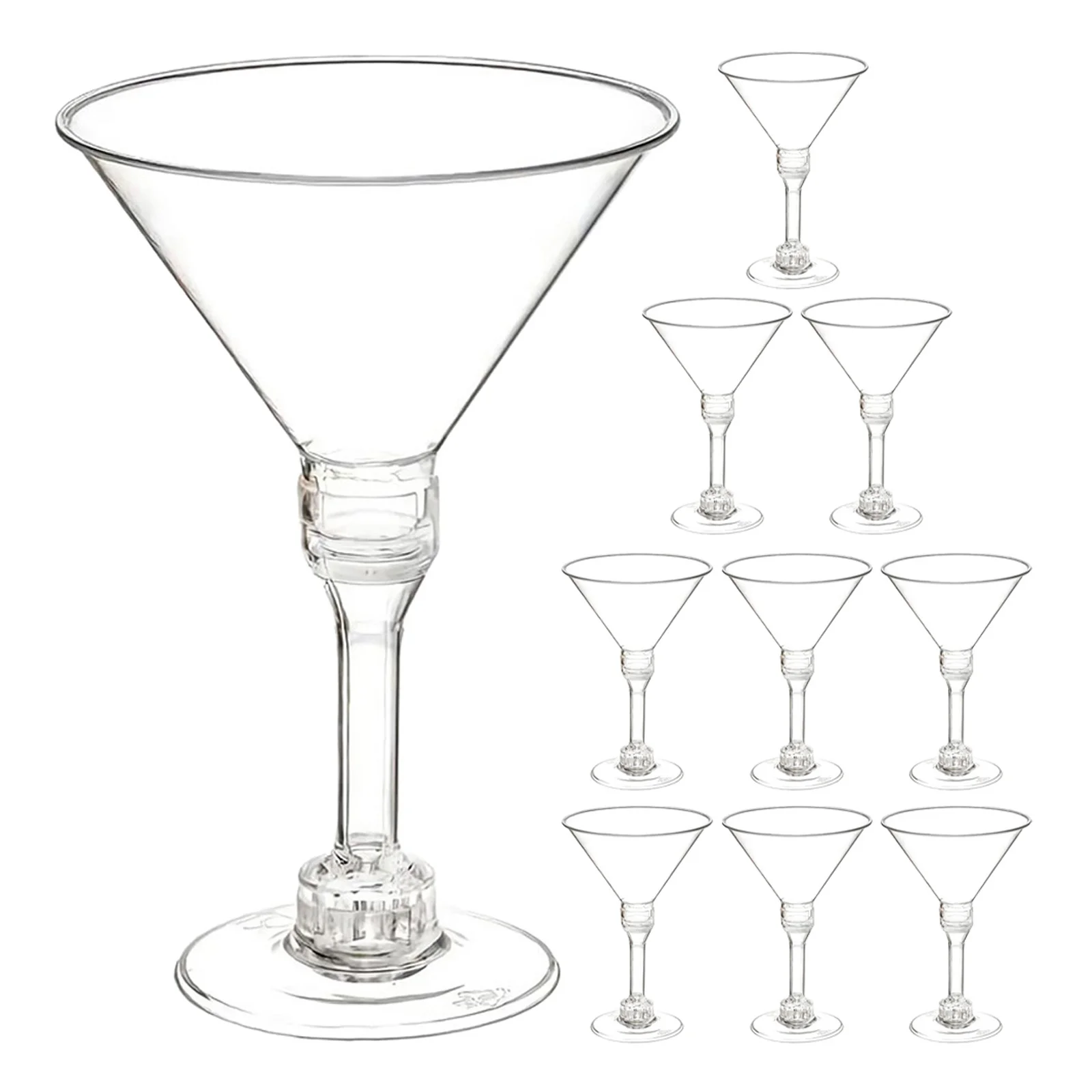 

Red Plastic Martini Glasses Disposable Cocktail Cups for Wine Party Drink Clear Transparent Footed Glass Container