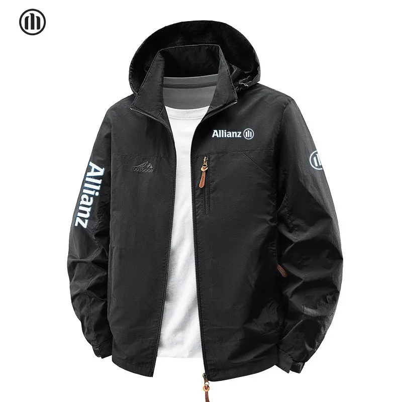 

Allianz Motorcycle Jacket - Men's Hooded Windproof and Waterproof Coat - Hood detachable, zipper coat - Large size riding suit