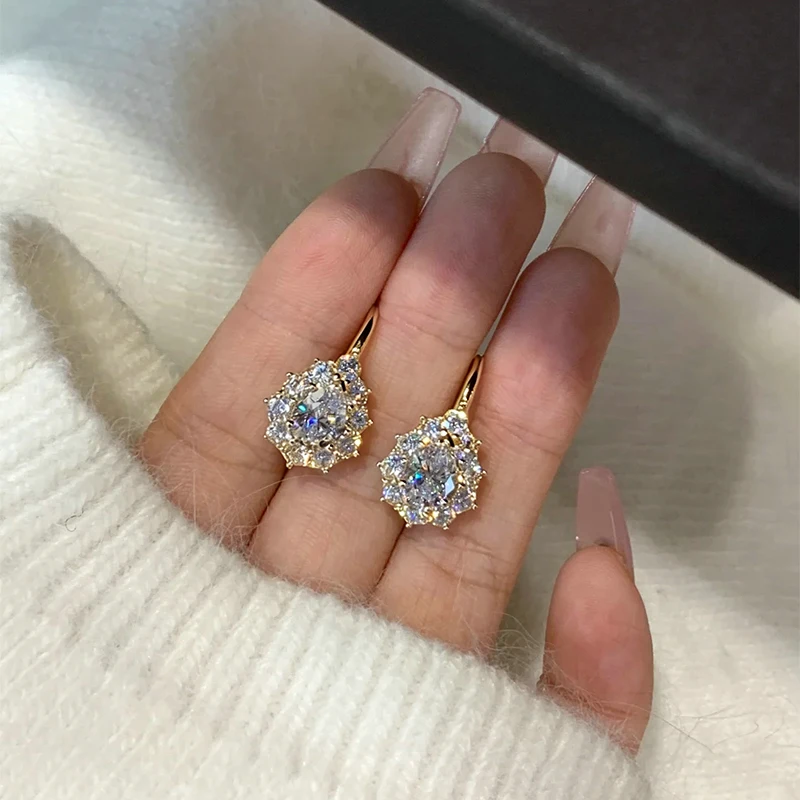 Lnngy Sparkling 6x8mm Pear Cut Moissanite Hoop Earrings For Women 14K Gold Filled U-shaped Earring 2026 Trend Jewelry Gift - view 4