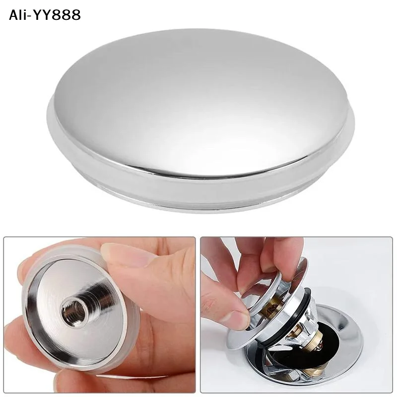 【Y88】1PC Basin Waste Sink Plug Silver Chrome, PopUp Cap, Click Clack Push Button, Replacement Part Bathroom Sink Drain Stopper