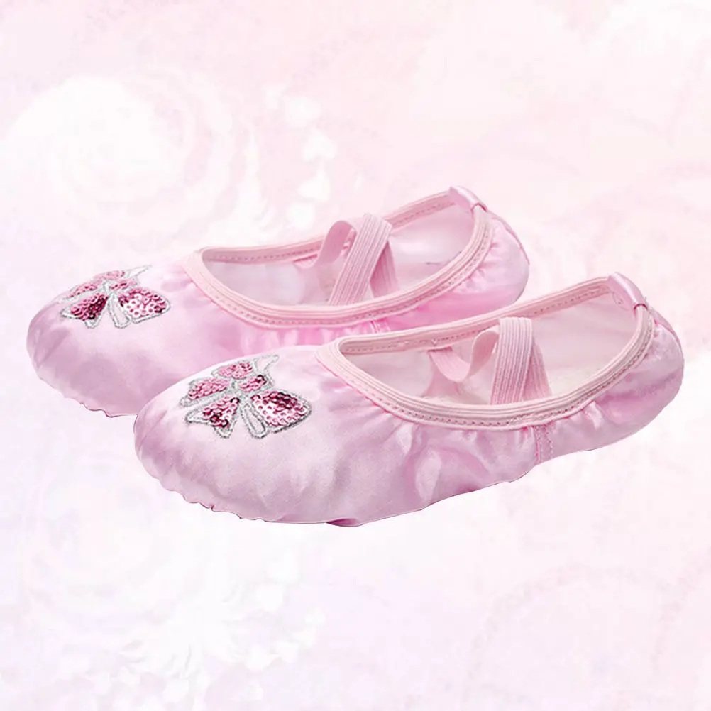 Stretch Satin Ballet Shoes for Kids Girls with Embroidery Split Sole Non-Slip Suede Perfect for Ballet Jazz Gymnastics Yoga