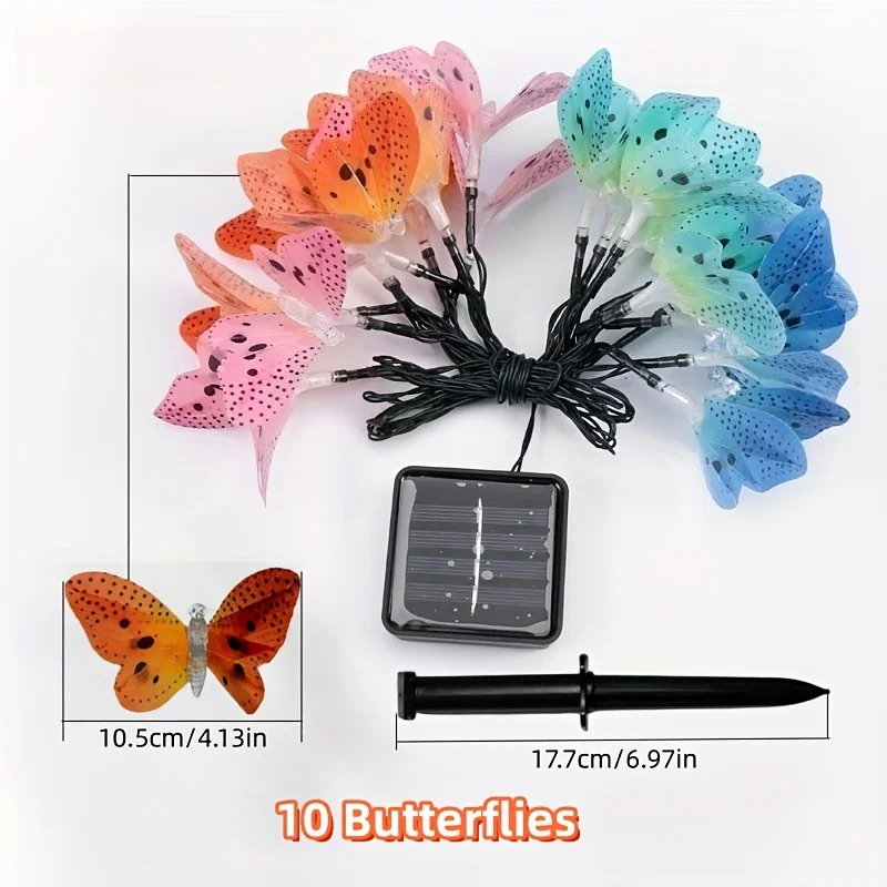 1pc 12LED Solar Fiber Optic Butterfly Lights For Yard Garden Wedding Festival Decoration