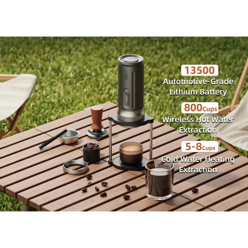 Portable coffee machine, wireless USB battery 20 bar pressure 13500mAh suitable for outdoor and travel