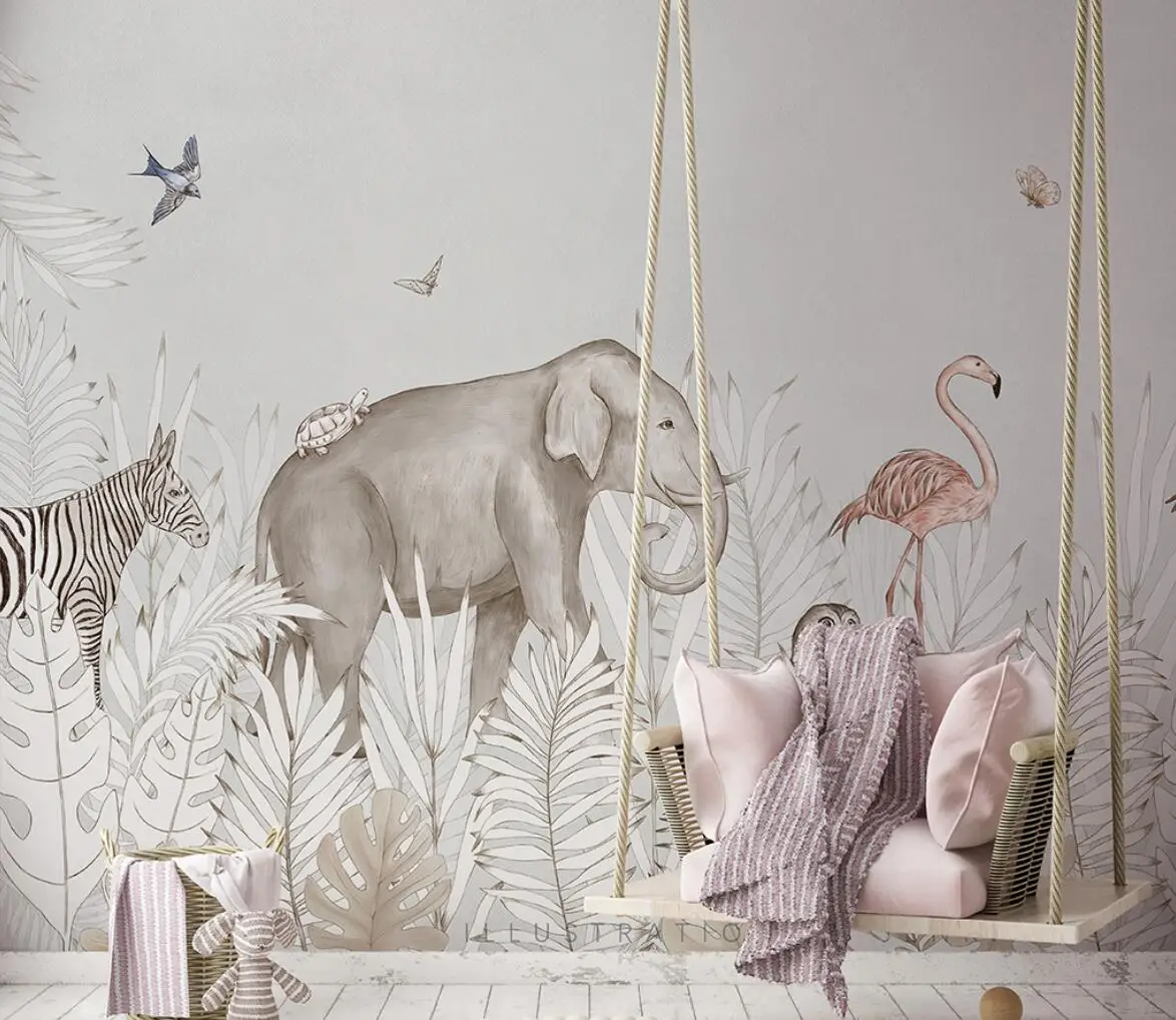 papel de parede Custom 3d Wallpaper Mural Plant Elephant Deer TV Small Fresh Background wall papers home decor papel pintado