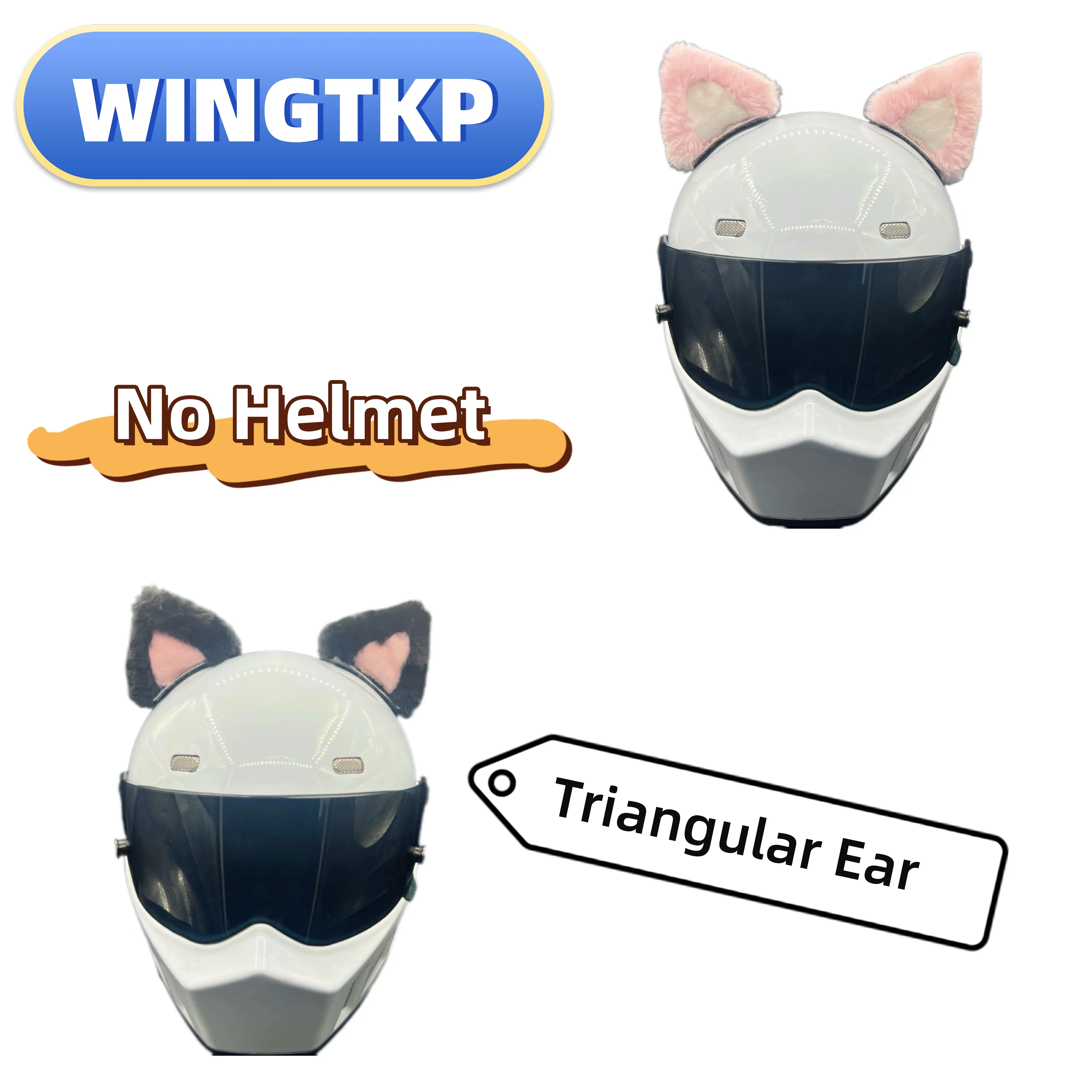 WINGTKP Motorcycle Helmet Decoration Triangle Ear Cute Cat Ear Helmet Accessories Rice And Vegetable Roll Ear Helmet Decoration