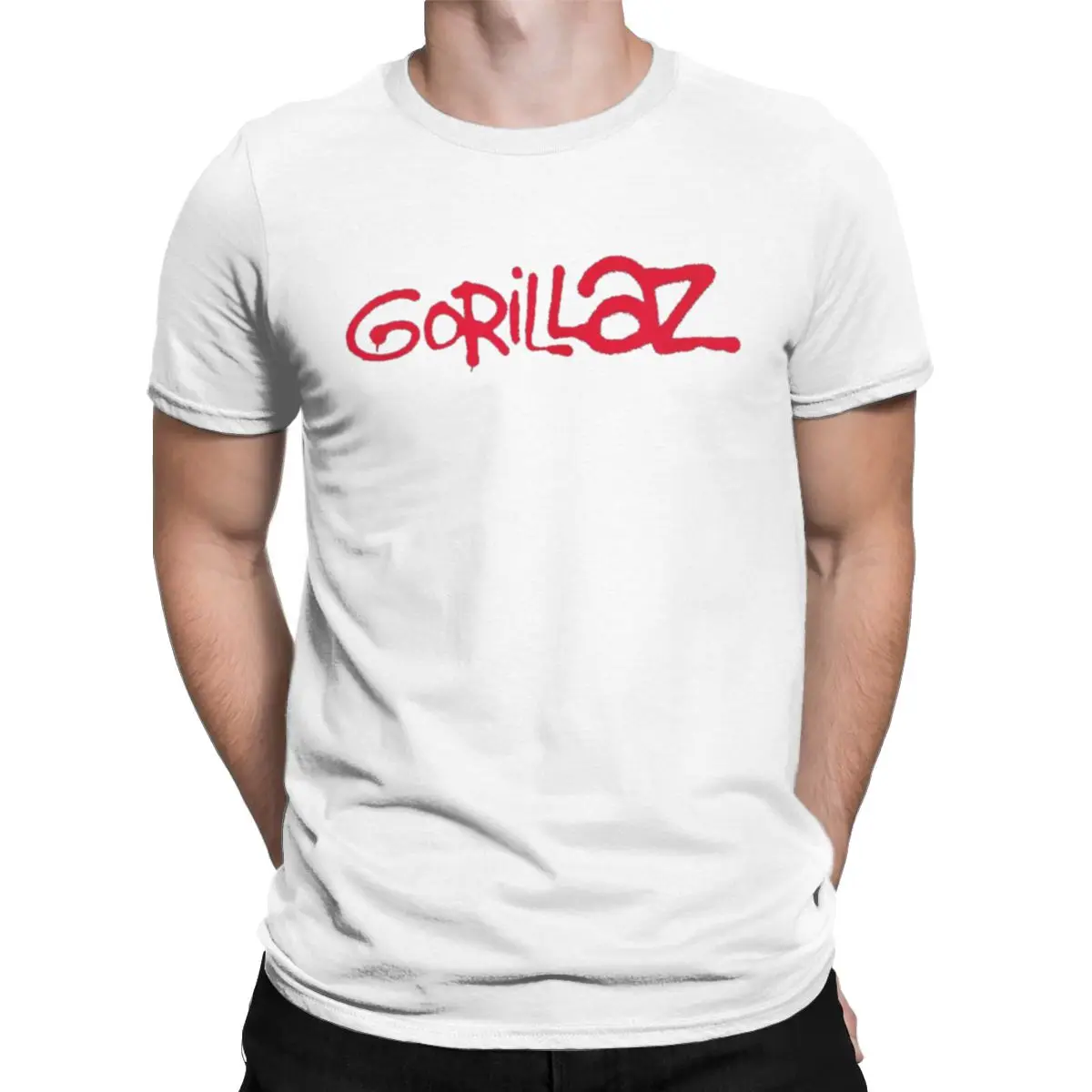 Gorillaz Paint Brush Red Logo T-Shirts Men Music Band Punk Rock 90s Y2K Humor Pure Cotton Tee O Neck Short Sleeve T Shirt Gift