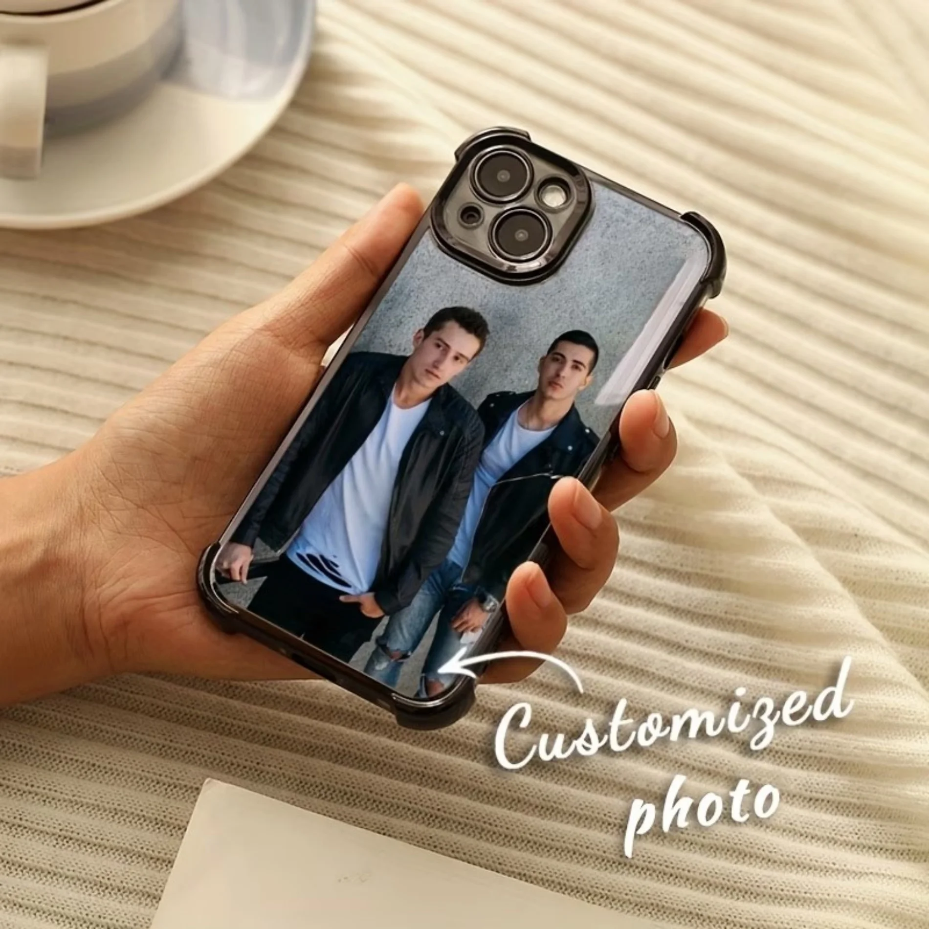 Four Corner Shockproof Case For iPhone 13 14 15 16 17 18 11 12 Pro Max Plus 16e DIY Customized Personalized Portrait Photo Cover