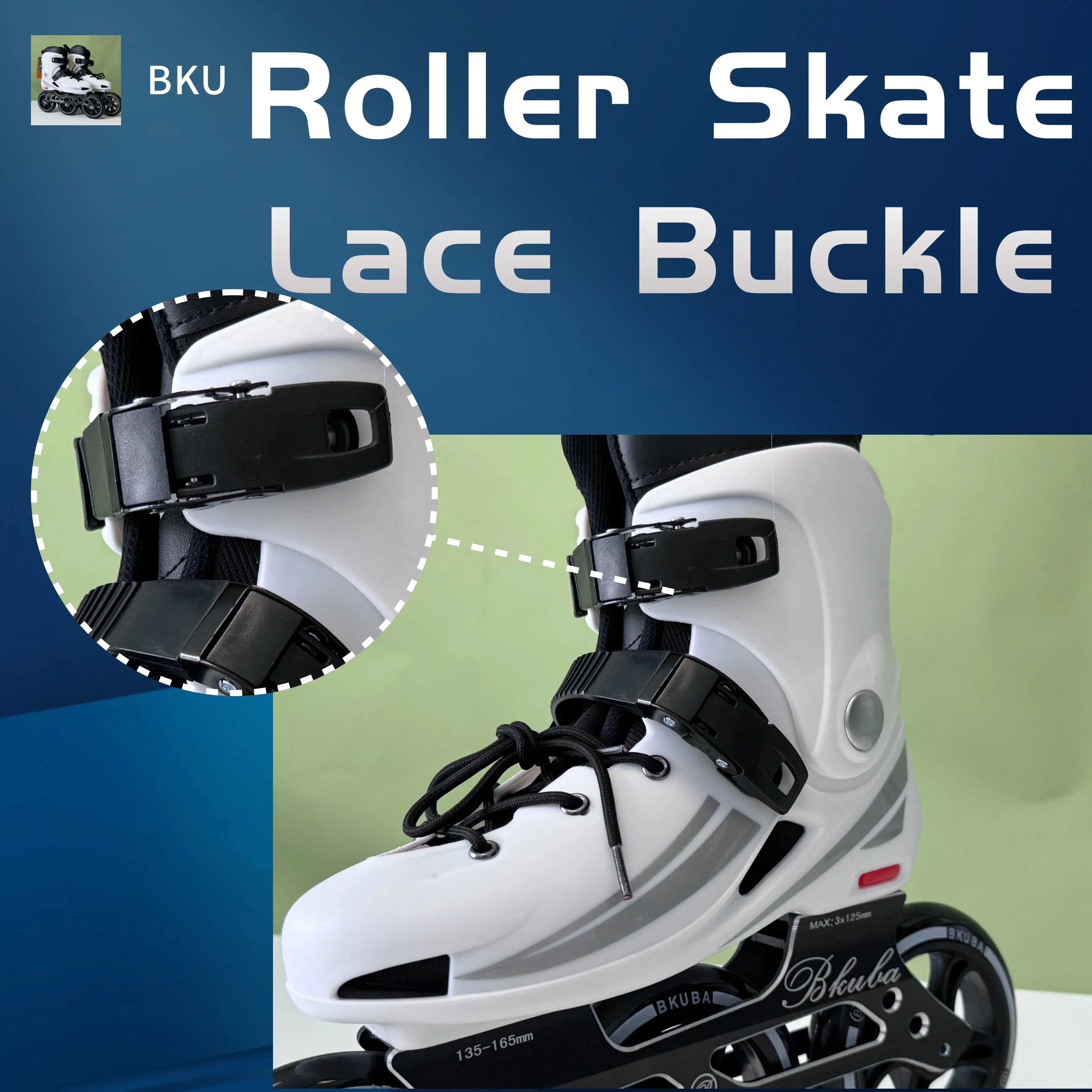 BKU 2 Sets Roller Skating Shoelaces Inline Skate Strap Buckle With Clamp Screws Skating Shoes Replacement Accessories