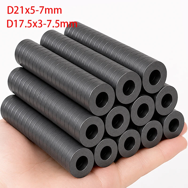 100/20pcs Ferrite Ring Magnets with Hole Strong Black Round Permanent Magnet Disc Heavy Duty Ceramic Magnets for Fridge & Crafts