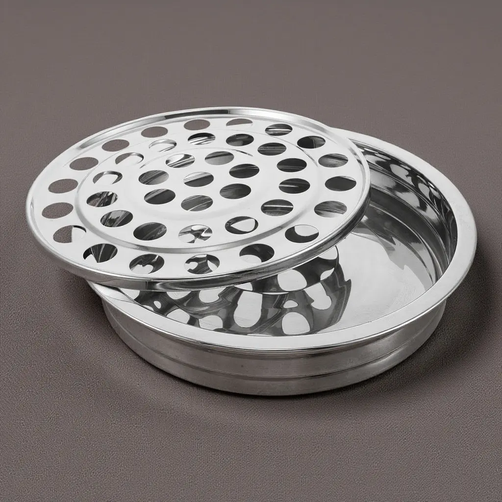 Stackable Stainless Steel Communion Tray with 40 Holes – Holy Bread Serving Platter for Church Religious Use