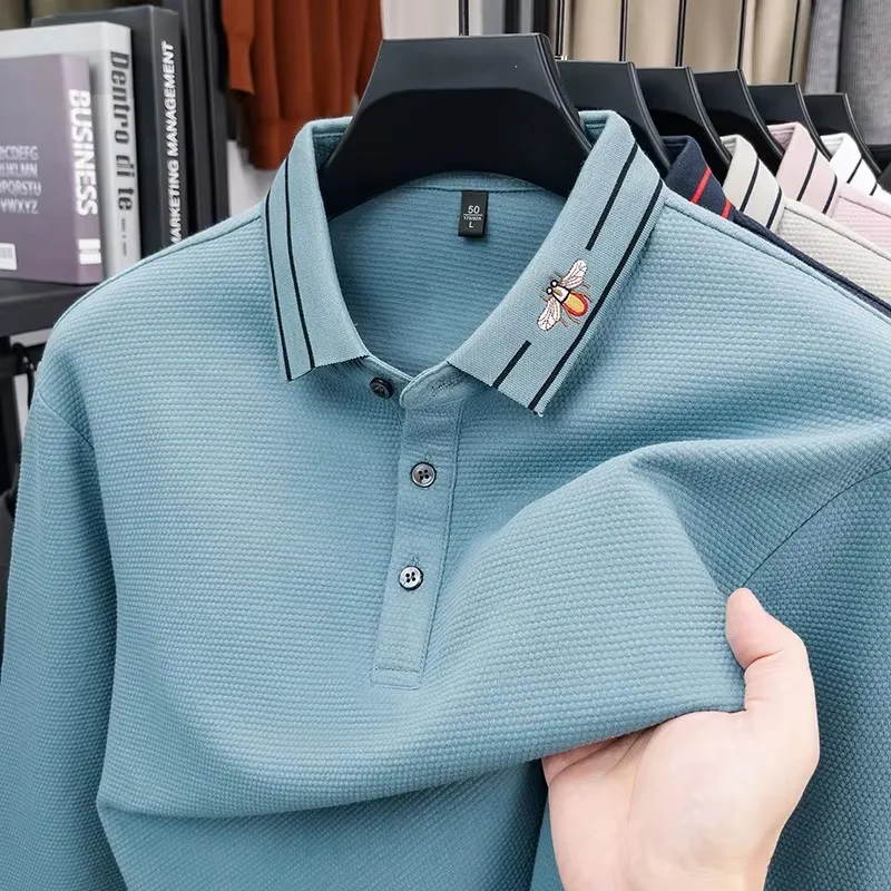 Designer Brand Men Long sleeve polo shirt fashion exquisite embroidery lapel T-shirt high-quality spring new comfort casual top
