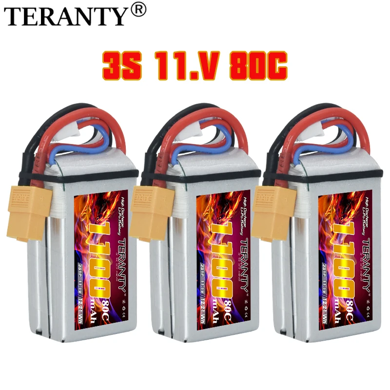 1-3 Stück Verbesserte TERANTY 1100mAh 3S 11,1V 80C/160C Indoor Crossing Flugzeugmodell FPV Hochleistungs-Hochdruck-Lipo-Batterie