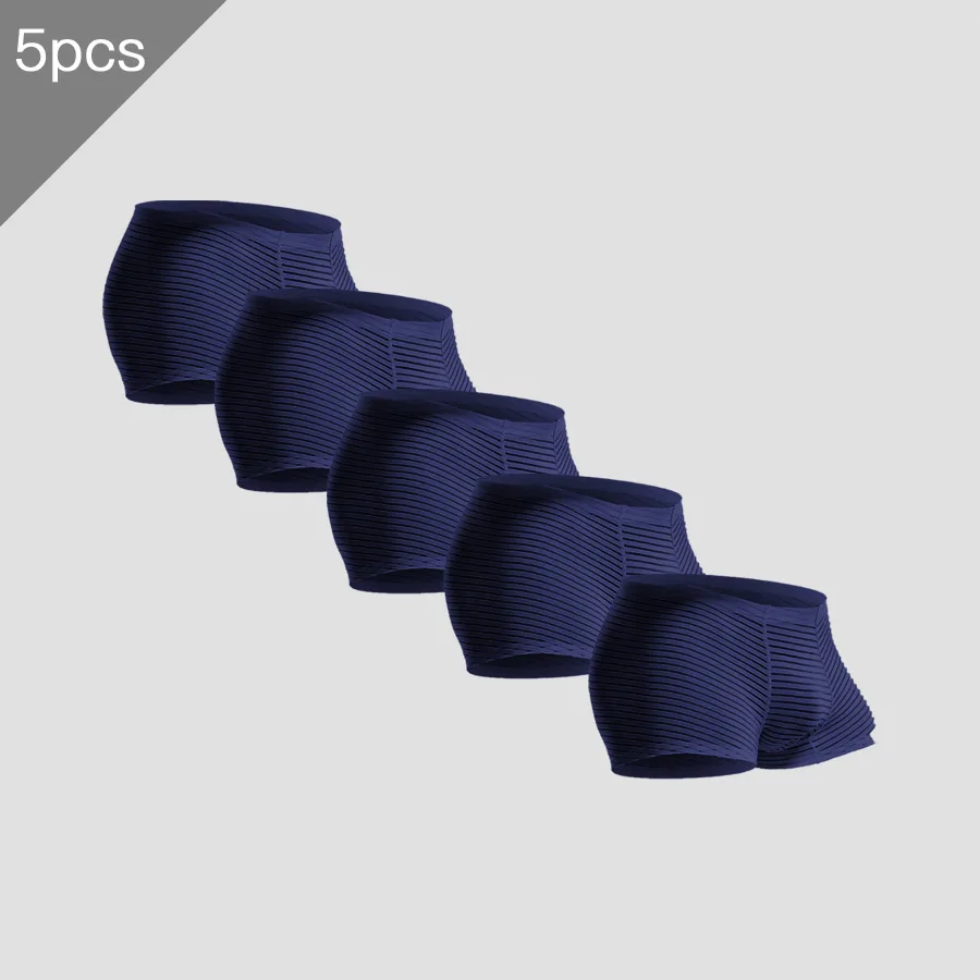 

5PCS Mesh Antibacterial Men's Underwear Men's Ice Silk Seamless Boxer Briefs Thin Seamless Boxer Briefs Summer Breathable